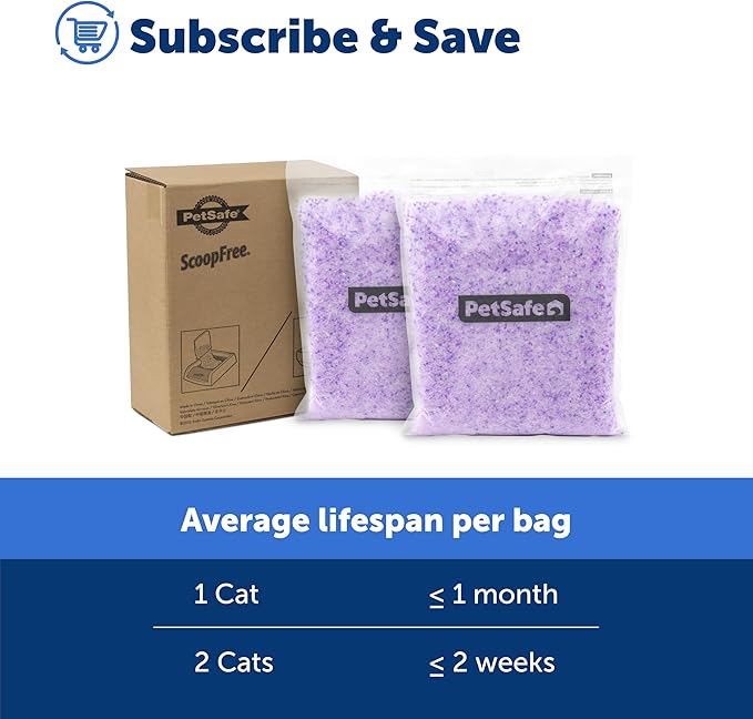 PetSafe ScoopFree Premium Crystal Cat Litter - Outperforms Clay Litter - Less Tracking, Dust for A Fresh Home - Non-Clumping - Two 4.3 lb Bags of Litter (8.6 lb Total) - Lavender
