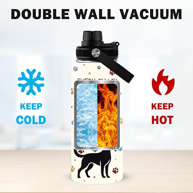 Dog Mom Gifts for Women, Mothers Day Gifts, Dogs Lovers Gift for Boys Girls, 32 oz Insulated Water Bottle, Stainless Steel Water Bottles, Cute Dog Paw Tumbler, Dogs Cup Gift for Birthday (1pcs)