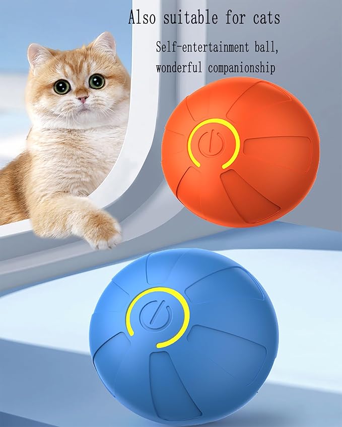 Dog Toys,Cat Toys,A Toy Ball Suitable for Entertaining Small Dogs， Rechargeable Interactive Pet Ball with LED Lights, Self Moving Pet Toys,Automatic Jump Ball with a Diameter of 2.08 inches(Blue)