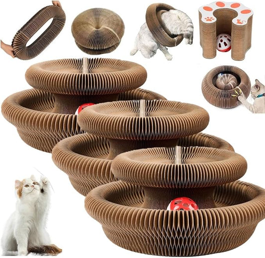 3PCS Kitty Curls Cat Toy,Magic Organ Cat Toy,Cat Scratcher for Grinding Claw Cardboard Cat Toys,Interactive Scratch Pad with Toy Ball,Durable Eco-Friendly Ring for Play, Chase & Scratch