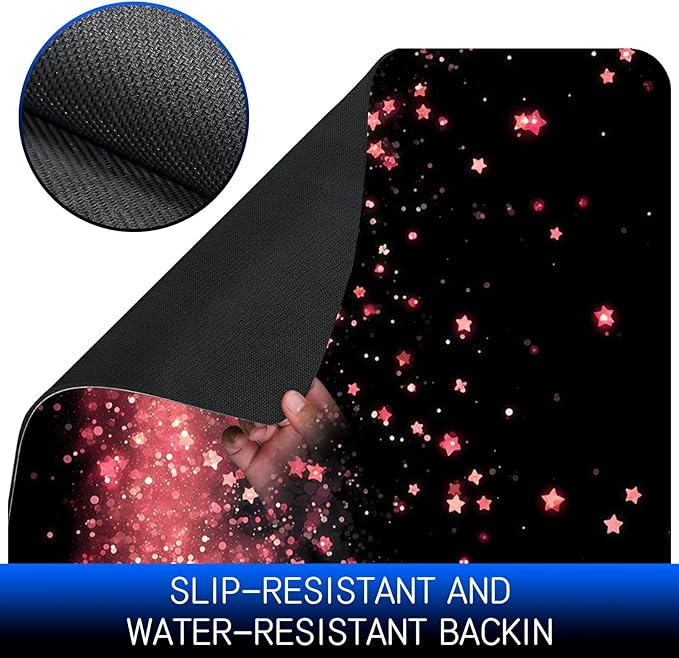 Dog Food Mat, 19.6" x 23.6" Absorbent Pet Feeding Mat for Food and Water, Waterproof Diatom Mud Pet Placemat with Non-Slip Rubber Backing, Easy Clean Cat Bowl Mat for Floors - Pink Sparkle