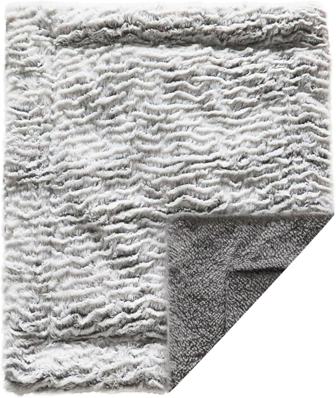 Self Heating Cat Bed Mat 24x20 inch, Thermal Self-Warming Pet Pad for Indoor Cats & Small Dogs, Reversible Washable Fleece with Silent Mylar Layer, Non-Slip Crate Pad Grey