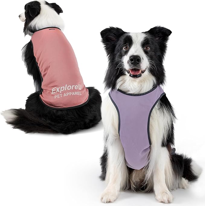Dog Shirt, Cooling Vest Lightweight Breathable, Dog T-Shirts All-Season Sun Protection Quick Dry Soft Stretchy Reflective Tank Top - Small Medium Large Dogs (Brier Rose+Lilac Ether, X-Large)