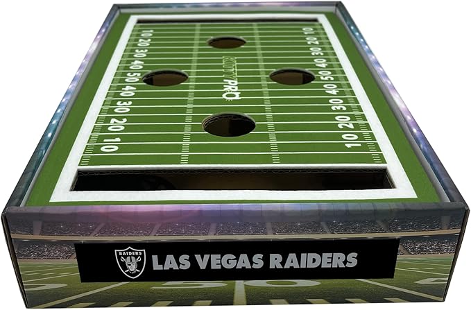 NFL Las Vegas Raiders Cat Scratcher Box, Game Day Cat Toy, NFL Football Field Designed Cat Scratcher and Lounge, Stimulating Cat Game