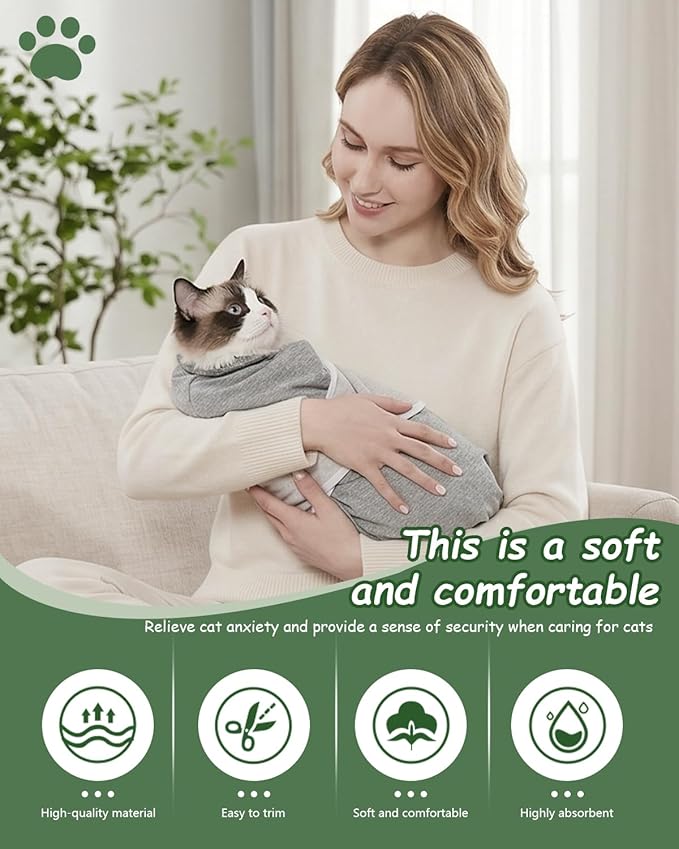 Cat Wrap Grooming Bag for Cutting Nails Washing Holder Restraint Nail Clipping Trimming Swaddle Burrito Helmet Sling Immobilizer Calm and Cozy Animal Cuts Covers Bath Hammock Bubble