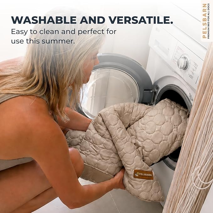 Pelsbarn Dog Cooling Mat- Ice Silk Summer Comfort, Self Cooling, Non-Slip Dog Pad, Durable & Washable, Mat for Small Dogs 18 x 21, Support Shelter Dogs with Every Purchase (Beige)