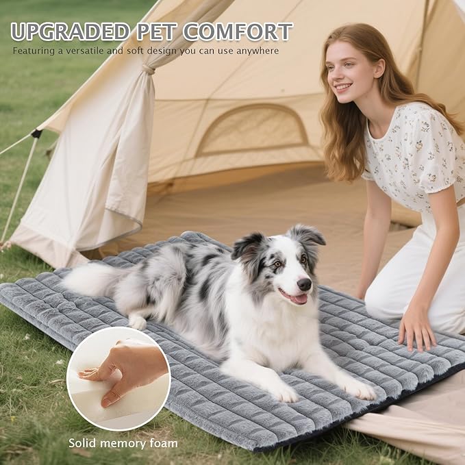 BVAGSS Dog Bed Washable Crate Mattress,Anti-Slip Memory Foam Soft Warm Pet Cushion for Small Medium Dogs, Calming Fluffy Sleeping Kennel Pad XH082 (30''x20'',Grey)