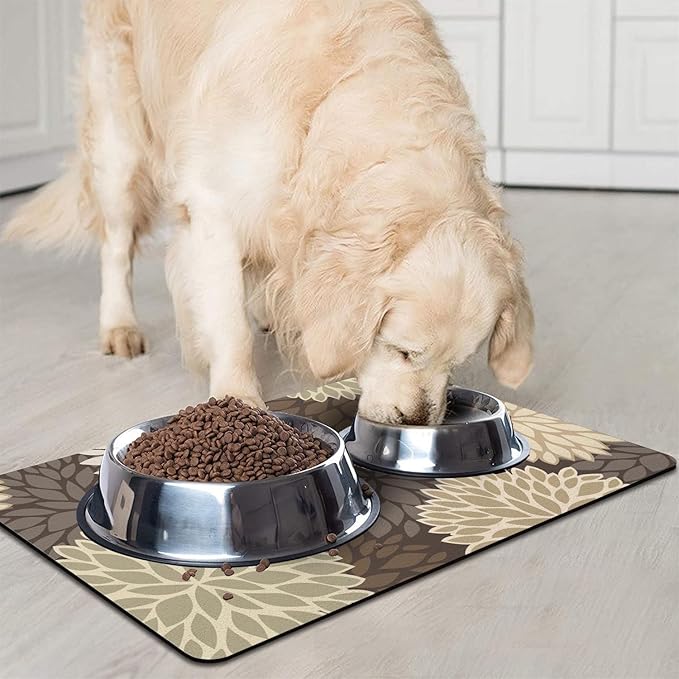 Dog Food Mats 2 Pack for Floors, Absorbent and Quick-Drying Pet Cat Food Mat,Anti-Fouling and Easy-to-Clean Pet Feeding Mat,Dog Bowl Mat for Messy Drinking Water Bowls 12"x 20"+18x24
