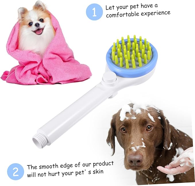Portable Pet Shower Sprayer with Hose Handheld Dog Bath Brush with Massage Function Efficient Water Saving Puppy Grooming Tool for Easy Bathing and Rinsing