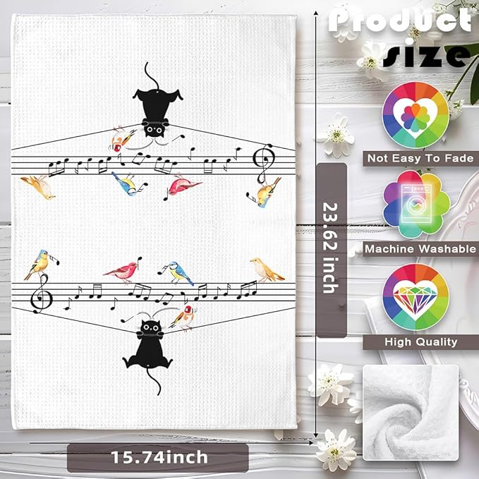 Cat Kitchen Towels - Quick-Dry Kitchen Hand Towels Decorative Art, Decorative Dish Towel for Whimsical Pet Moms | Melodic Mischief Hand Cloth & Humorous Home Accent, Playful Encounter Cat Lady Gifts