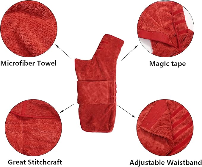Dog Bathrobe Towel Geyecete Dog Drying Coat-Pineapple Grid Fast Drying Super Absorbent Pet Dog Cat Bath Robe Towel-Red-L
