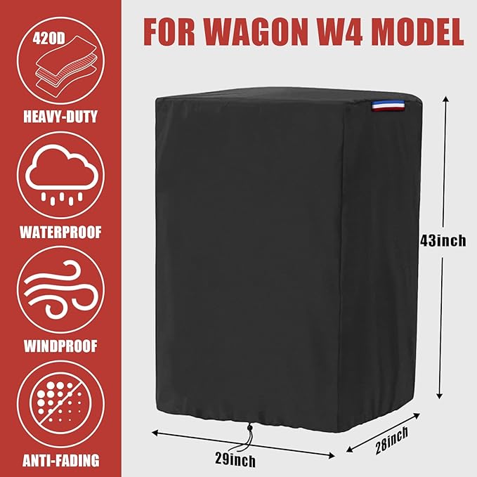 Wagon Cover Compatible with Wonderfold Wagon W4 Original(Cover Only),Waterproof 420D Stroller Wagon Covers for Keenz Wagon Stroller 4 seater-29"L x 28"W x 43"H