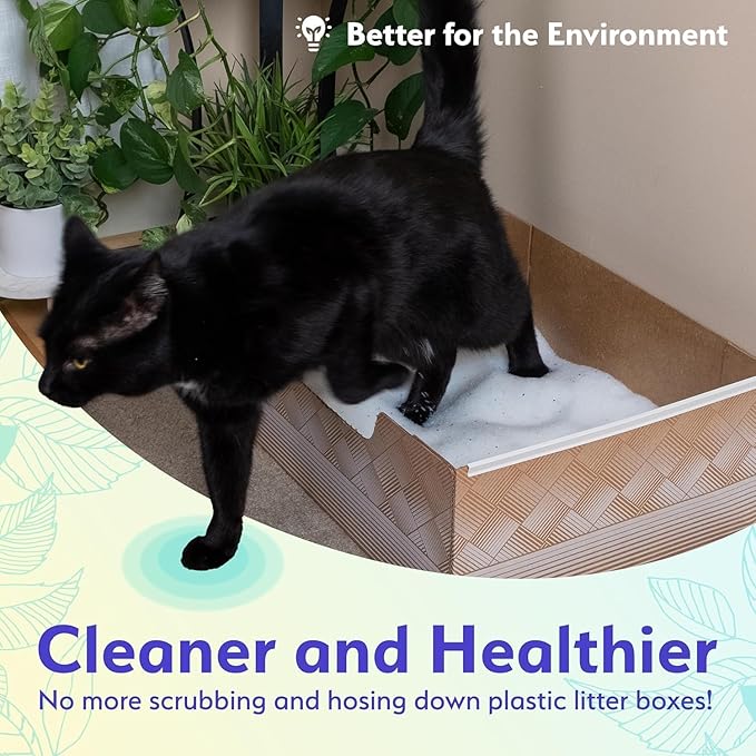 Kitty Poo Club Disposable Cat Litter Box 2-Pack with 2 Bags Fine-Grain Silica Litter (6 lbs Each), Patented Leak-Proof Design, 2 Months Odor Control, Made in USA, Perfect for Travel & Multi-Cat Homes