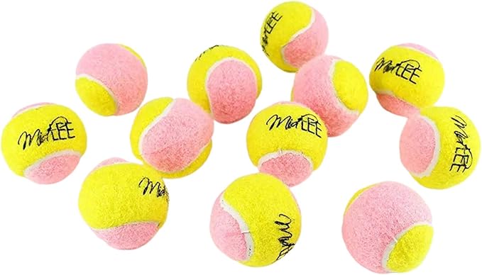 Midlee X-Small Dog Tennis Balls 1.5" Pack of 12- Puppy Mini Fetch Pet Little Tennis Balls -Yellow/Pink