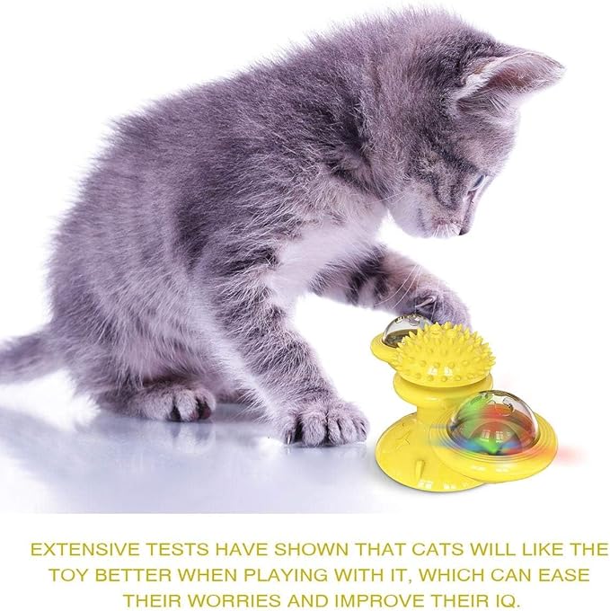 GBSYU Interactive Windmill Cat Toys with Catnip : Cat Toys for Indoor Cats Funny Kitten Toys with LED Light Ball Suction Cup‖Cat Nip Toy for Cat chew Exercise