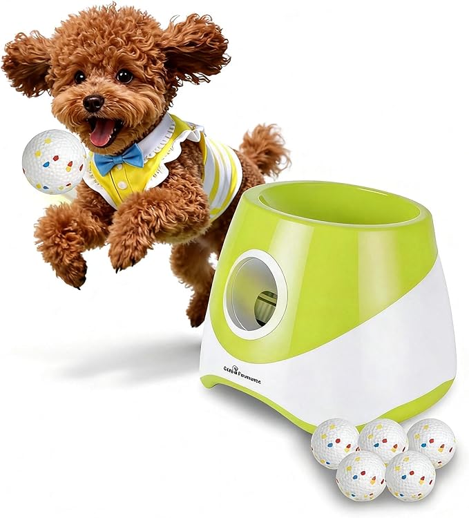 Automatic Dog Ball Launcher, Dog Ball Thrower with 20-46ft 3 Launching Distance, Rechargeable Dog Toy Mental Stimulation Training Game with 2.3" ETPU Balls for Energetic Small Medium Dogs
