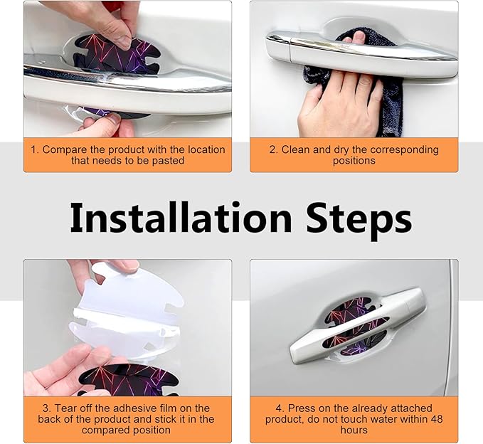 8 PCS Car Door Handle Protector Stickers, Carbon Fiber Scratch-Resistant Automotive Bowl Decals, Self-Adhesive Car Door Handle Paint Protective Film, Universal for Most Cars (Style 4)