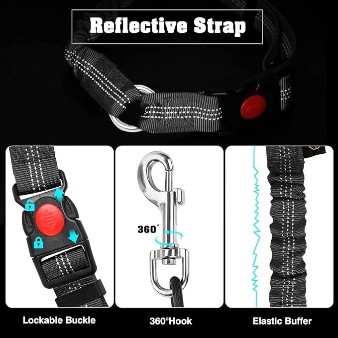 Dog Seat Belt for Car,Chew Proof Dog Car Seat Belt,2 in 1 Car Harness for Dogs Safety Seat Belt,Heavy Duty Pet Seat Belt for Medium & Large Dogs Chewer