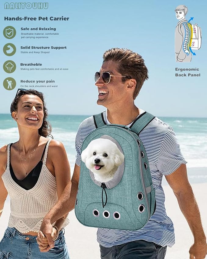 Small Dog Cat Chest Backpack Carrier,Large Space Ventilated Front Facing Backpack Carrier for Puppy,Lightweight Doggy Backpack for Hiking,Camping,Travel,Outdoor,Max 12 lbs(Cyan)