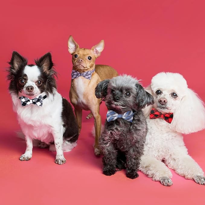 Segarty Dog Bow Tie, 6 PCS Bowties Cat Collar Dog Collar Holiday Grooming Bulk Bows for Festival Party Pet Puppy Photography Neck Wear Gift, Cute and Plaid Patterned