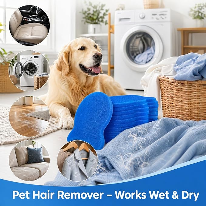 10PCS Pet Hair Remover for Laundry, Reusable Dog & Cat Laundry Hair Catcher, Effectively Removes Pet Hair, Lint and Dander from Clothes & Bedding, Suitable for Washing Machines, Dryers