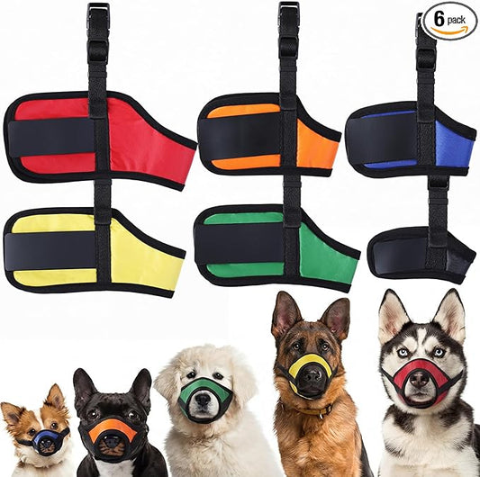 Shinylin 6 Sizes Dog Muzzle, Basket Air Mesh Muzzles Breathable Adjustable Full Coverage Dog Muzzle Cover for Small Medium Large Dogs, Anti Biting Barking Chewing (Adhesive)