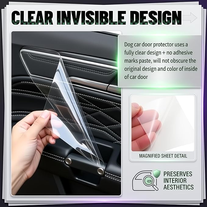 9.84Ft x 7.87" Car Door Protector,Clear Car Door Sill Protector Kit to Avoid Dog Scratches and Dirt,Self-Adhesive Protective Film as Cars Doors Edge Guards Include Scraper/Knife/Towel