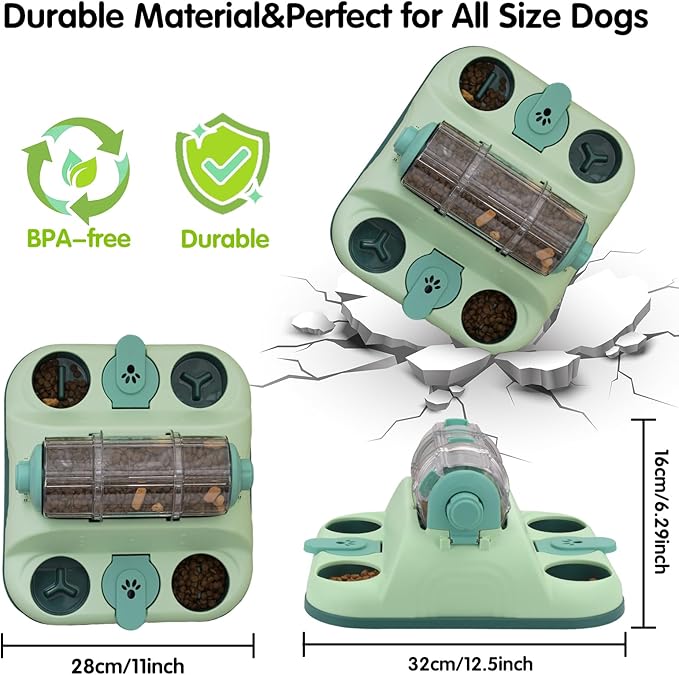 Dog Puzzle Toy, Paw-Activated Rolling Interactive Dog Treat Puzzle Toys, Fun Slow Feeder for IQ Training & Mental Stimulating, Treat Puzzles Feeding for All Breeds, 2 Levels of Challenge