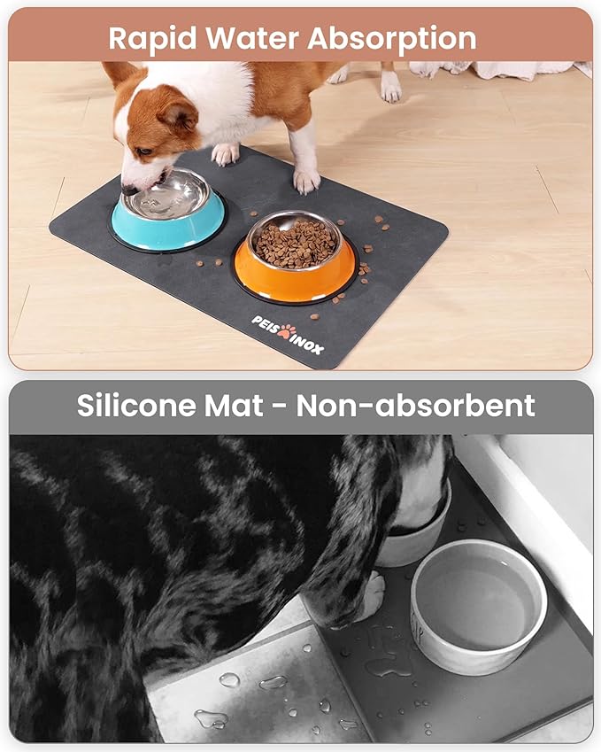 PEISAINOX Cat Dog Food Mat, Rapid Water Absorption Dog Mat for Food and Water,100% Waterproof Cat Dog Bowl Mat, Pet Food Mat for Messy Drinkers to Protect Floors, Pet Accessories Supplies