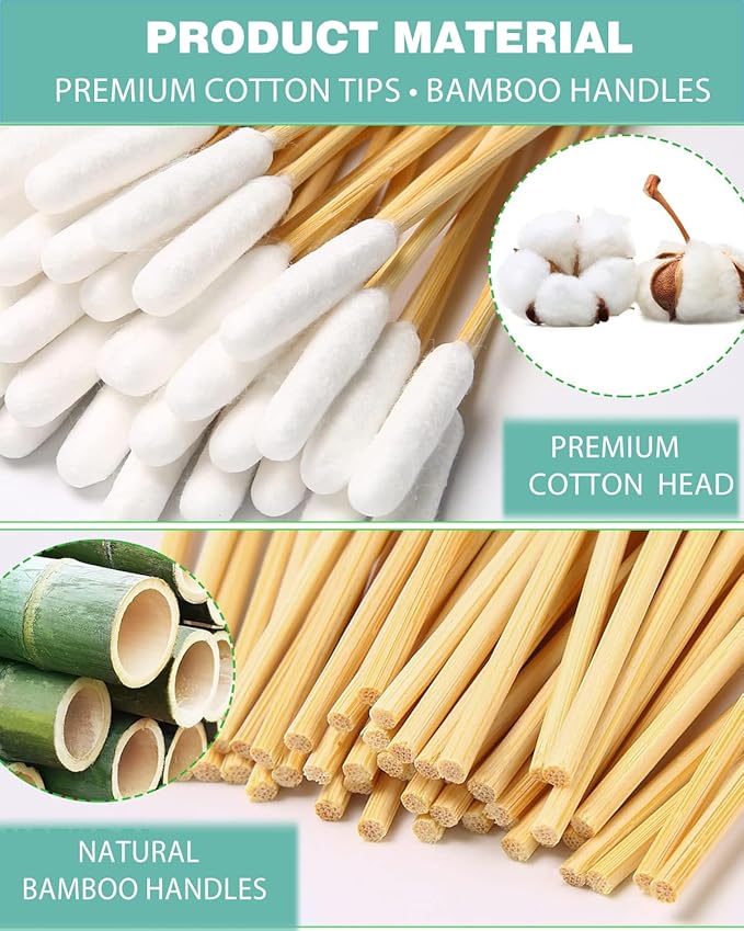 Dog Ear Cleaning Swabs 200 Count – 6 Inch Extra Long Bamboo Cotton Swabs for Dogs & Cats, Large Lint-Free Cotton Tipped Applicators for Ear Wax Removal, Tear Stains & Grooming