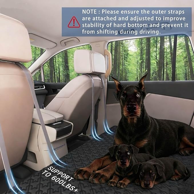 Upgraded Durable Hard Bottom Dog Car Seat Cover with EPE Sponge Cushion,Foldable Dog Rear Seat Protector,Waterproof Dog Hammock for Car, Seamless Dogs Back Seat Extender for Car SUV Truck(L)
