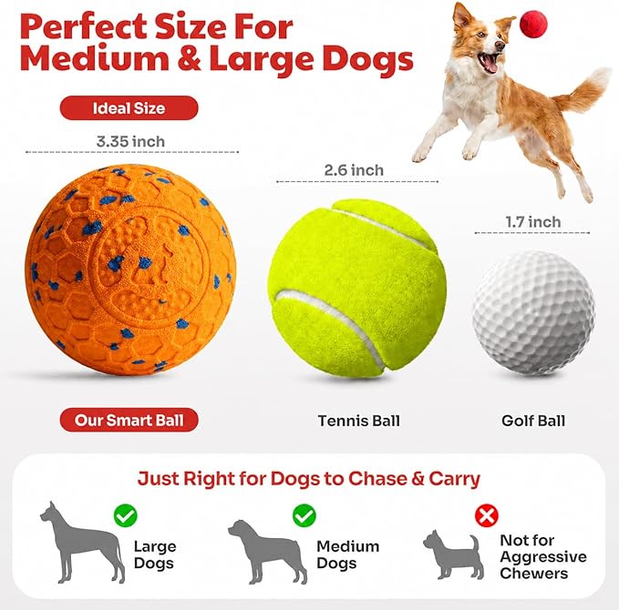 Interactive Dog Ball for Medium & Large Dogs, Automatic Moving Dog Toy with Motion Activation, USB Rechargeable Self Rolling Ball for Boredom Relief, Indoor Exercise & Independent Play