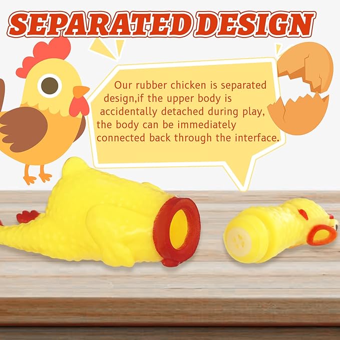 Zddaoole 20 Pcs Rubber Chicken,Screaming Chicken,Squeeze Chicken,Yellow Rubber Squawking Dog Toys,Prank Novelty Noise Toy