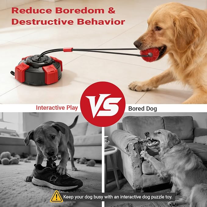 Upgraded Super Strong Suction Cup Dog Toy for Aggressive Chewers, 2.68" Bite Resistant Tug of War Toy, Steel Wire Rope Chew Ball for Medium Large Dogs, Stops Destructive Chewing
