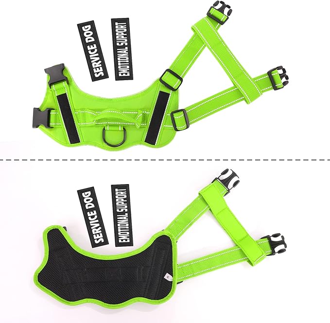 voopet Service Dog Harness, Emotional Support Pet Vest Harness, Reflective Breathable & Adjustable No Pull ESA Harness for Small Medium Large Dogs (with 4 PCS Removeable Tags),X Small (Pack of 1)