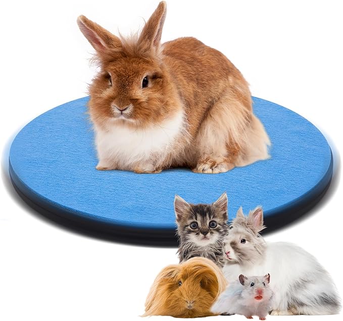 AceOrbit 12 Inch Rotating Rabbit Grooming Table with Blue Non Slip Felt Mat Small Animal Grooming Kit for Bunny Guinea Pig Chinchilla Ferret Hedgehog Gerbil Cat Supplies