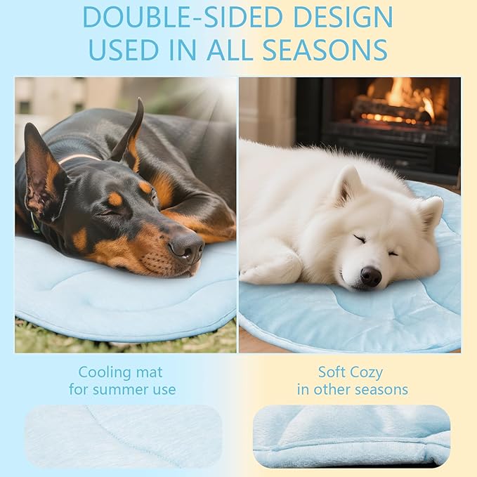 BECEMURU Dog Cooling Mat, Thickened Soft Pet Cooling Pad for Summer, 45"x30" Could-Shape Pet Bed for Crate Kennel Sofa, Non-Gel Coolness, Machine Washable & Durable - Keep Pet Cool and Comfortable