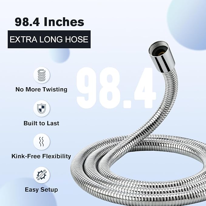 Quiet Dog Shower Attachment with One-Button Pause, 2-Mode Mini Pet Shower Head for Nervous Dog Bath& Dog Head, 98'' Long Hose, Palm-Size Design, Gentle Water Flow Perfect for Cat, Fits Shower Arm Only