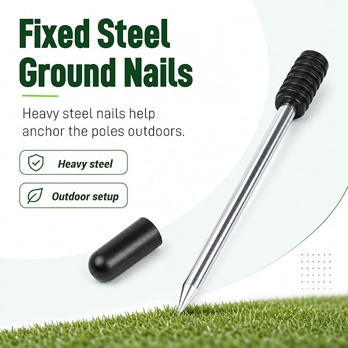 6 Pcs Soccer Agility Poles for Training, 5 FT Adjustable Speed and Agility Training Equipment for Football/Basketball/Horse/Dog Practice, Soccer Sticks with Steel Ground Nails Outdoors