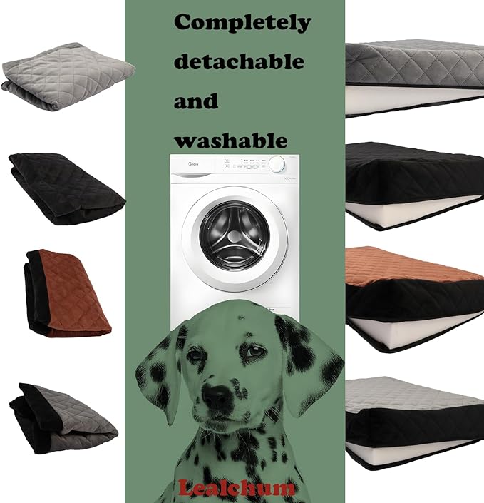 Lealchum Large Dog Car Seat,Memory Foam Cushion Car Seat for 2 Small Dogs,Comfy Car Dog Bed with Side Pocket and 2 Clip-On Safety Leashes,Easy to Install Cars Seat for Dogs(Black, Large)