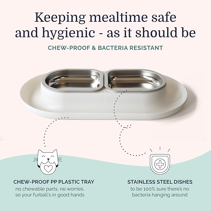 Hepper 360 Cat Feeder, Stainless Steel, Anti-Chew Material, Dishwasher Safe, 2-Pack
