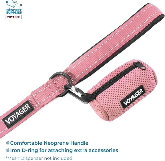 Best Pet Supplies Voyager Step-in Lock Pet Harness w Reflective Pet Leash Combo Set with Neoprene Handle 5ft - Supports Small, Medium and Large Breed Puppies/Cats - Pink, XXS