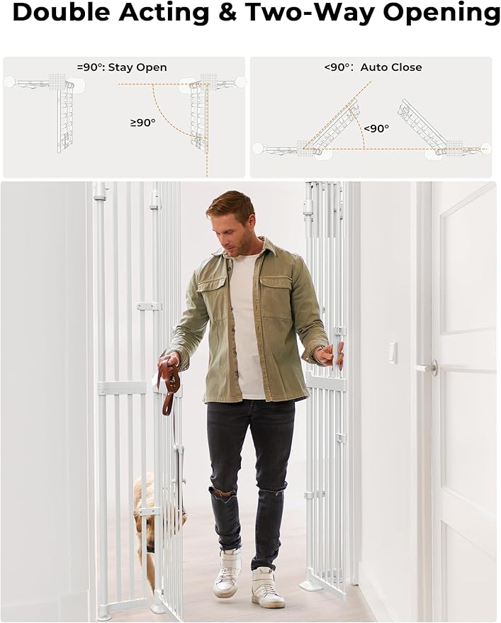 Extra Tall Cate Gate for Doorway: Pressure Mount 74.8"-90.5" Tall Cat Gate for Pets in Extra 30.3"-47.2" Width No Wall Drilling No Toddler for Indoor Stairs Hallway Room Safety Barrier