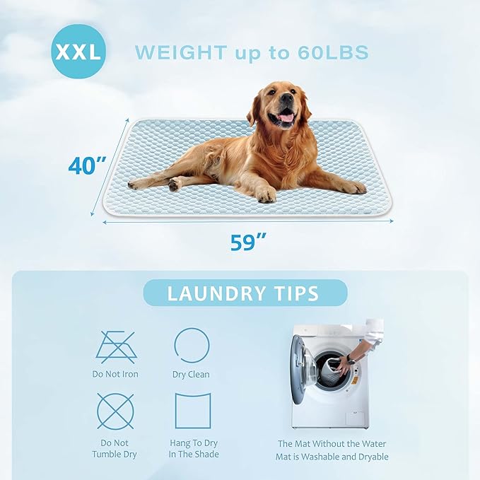 MICROCOSMOS Pet Cooling Mat & Sleeping Pad- Breathable Bubble Surface, EZ Clean. Keep Cooling for Pets, Kids and Adults in Summer.(BlueWhite, 59" x 40")