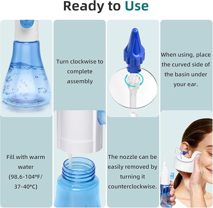 QISXROVY Ear Wax Removal Tool, Ear Cleaning Kit, Safe Ear Irrigation Flushing System for Adults & Kids, Large (50pcs accs), Transparent