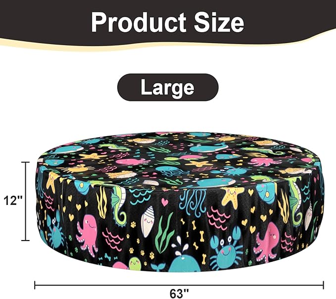 Foldable Round Dog Swimming Pool Cover, for 32 "/63“/48” Collapsible Outdoor Tub, PVC Coating Waterproof and UV Protection, Leakproof Washable Kiddie Pet Small Paddling Bath Accessories