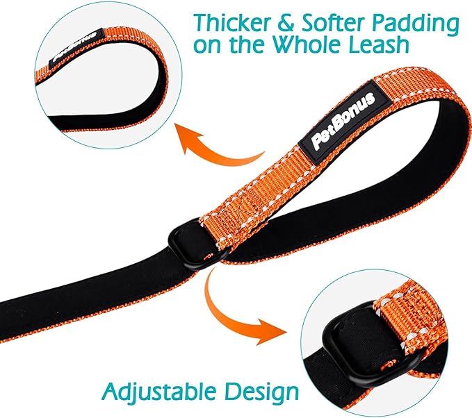 PetBonus Dog Leash Wrist Strap, Safety Strap for Retractable Leash, Lockable Reflective Short Dog Walking Lead with Adjustable Soft Padded Handle, Extra Layer Security for Pet Stroller (Orange)