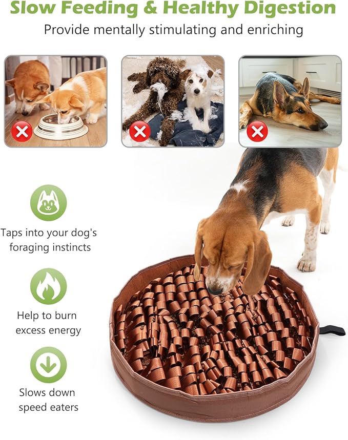 KeeKit Snuffle Mat for Dogs, 20x20 Inch Slow Feeder Mat, Interactive Feeding Game for Small & Medium Dogs - Encourages Natural Foraging, Mental Stimulation - Non-Slip Durable Design for Kibble/Treats
