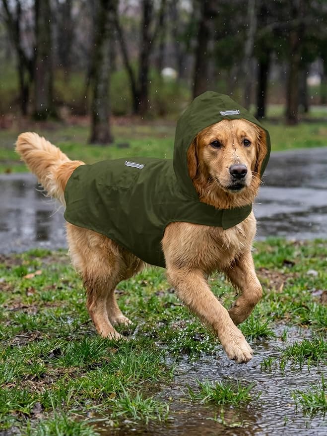Dog Raincoat Reflective Adjustable Hooded Pet Rain Jacket Poncho with Leash Hole for Dogs S-5XL