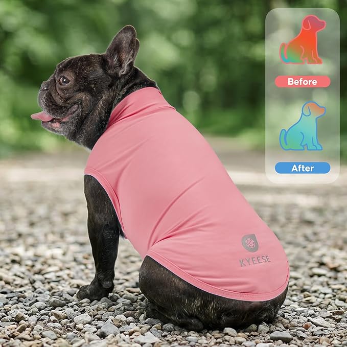 KYEESE 2Pack Dog Cooling Shirt, Breathable Dog Shirt for Small Dogs Girl, Sun Protection Reflective Pet Vest, Lightweight Soft Tank Top Sleeveless Summer Dogs Clothes, Pink, M